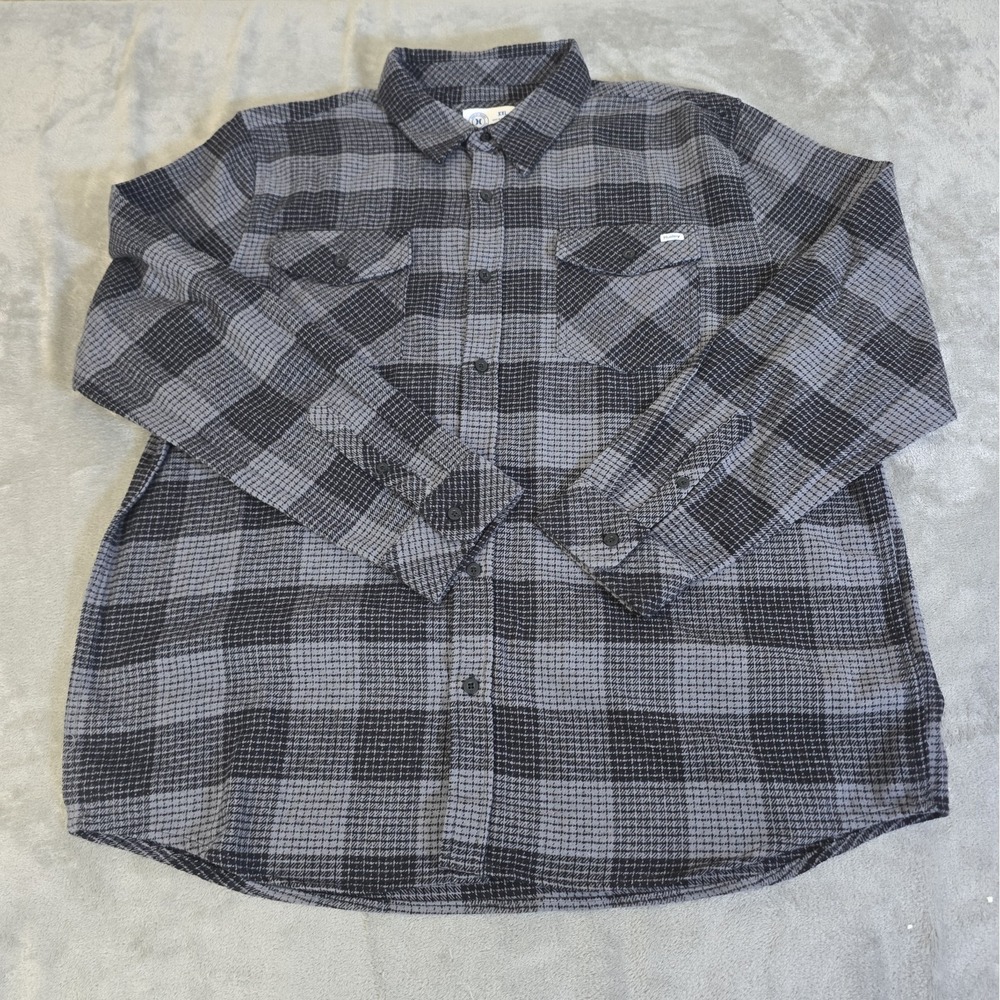 Hurley Shirt Mens XXL Black & Gray Plaid Flannel Outdoors Gorpcore Streetwear